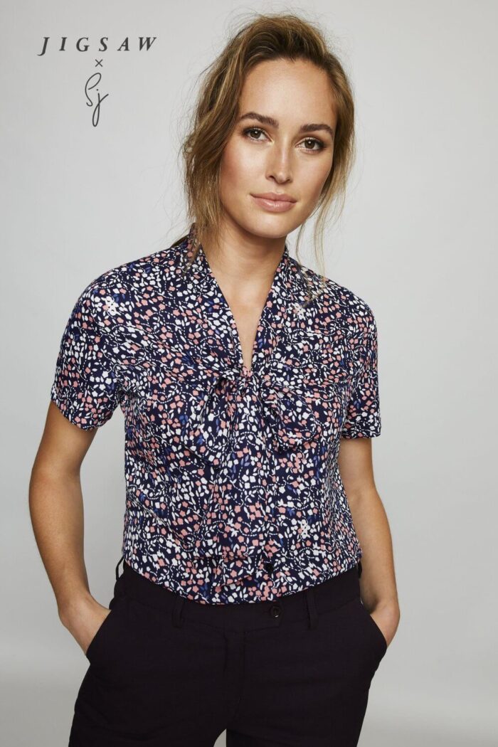 Jigsaw X SJ silkki kreppa “Low Tie Neck” naisten  pusero