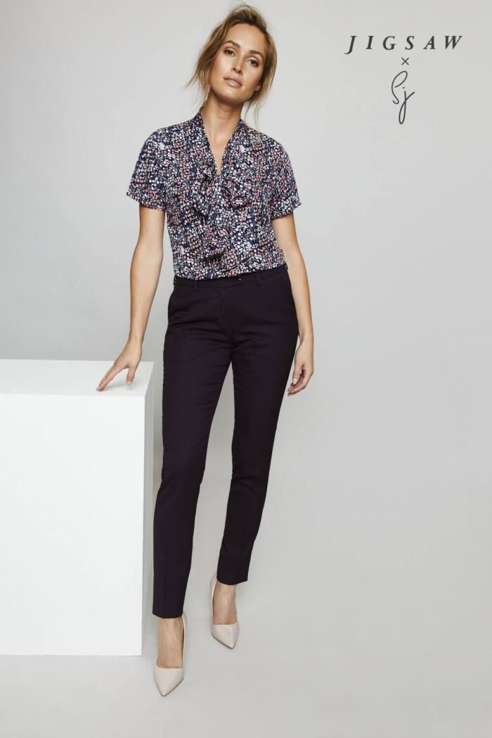 Jigsaw X SJ silkki kreppa “Low Tie Neck” naisten  pusero - Image 6