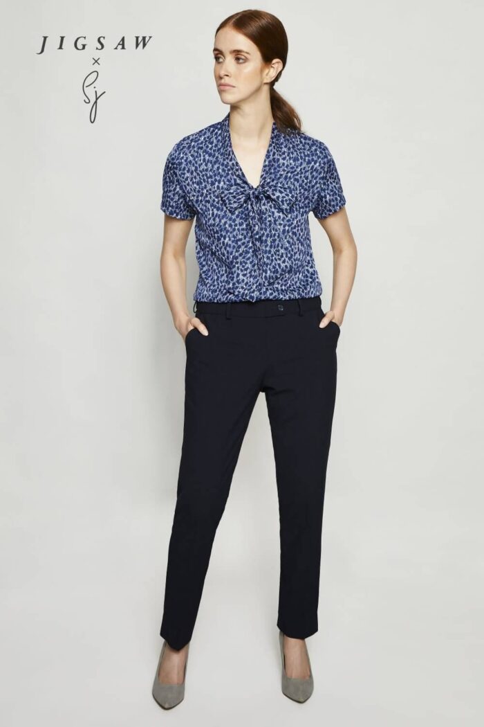Jigsaw X SJ silkki kreppa “Low Tie Neck” naisten  pusero - Image 8