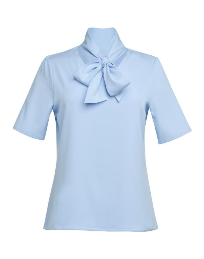 īsām piedurknēm blūze ar sasienamu banti- Chanel - Image 4