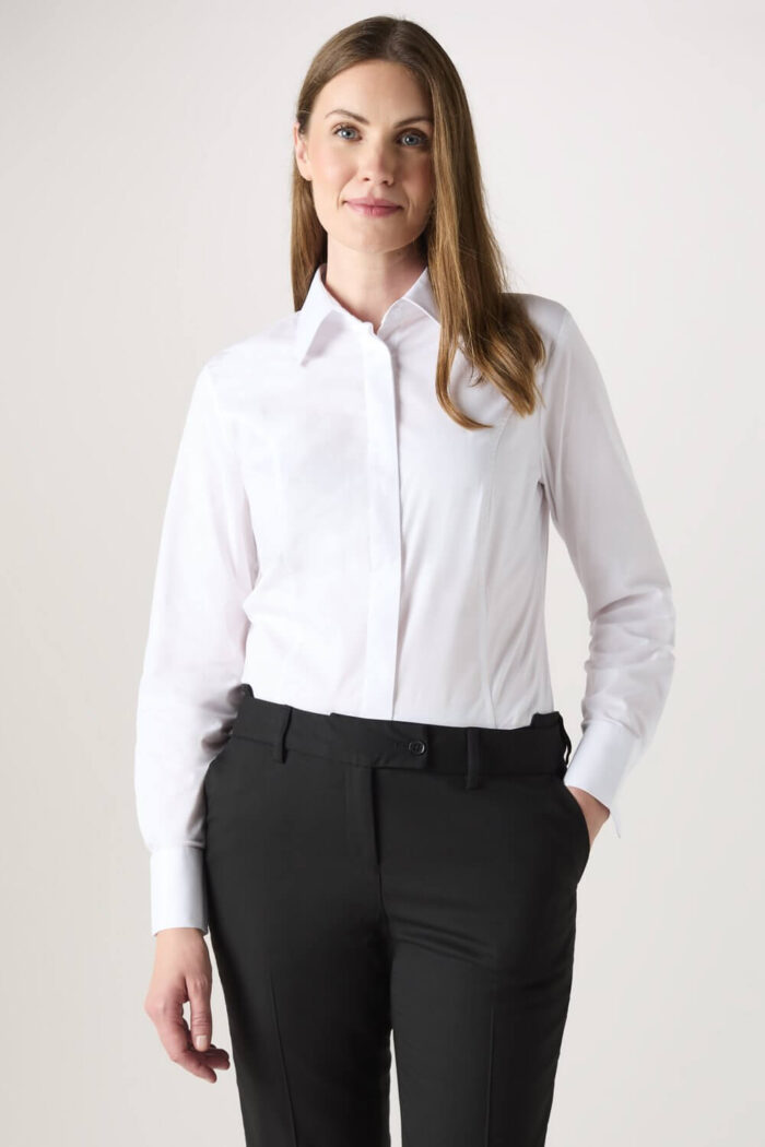 Modern Fit Long Sleeve Blouse with Stretch