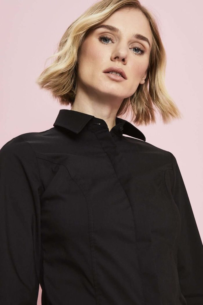 Modern Fit Long Sleeve Blouse with Stretch - Image 4