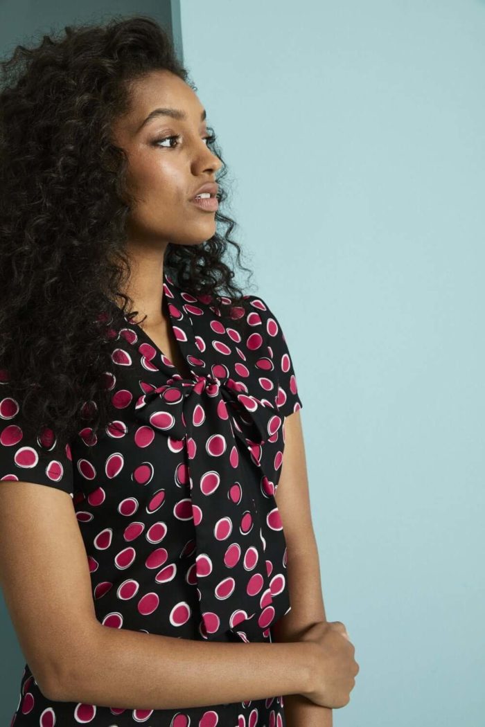 Tie Neck Blouse with Various Patterns - Image 8