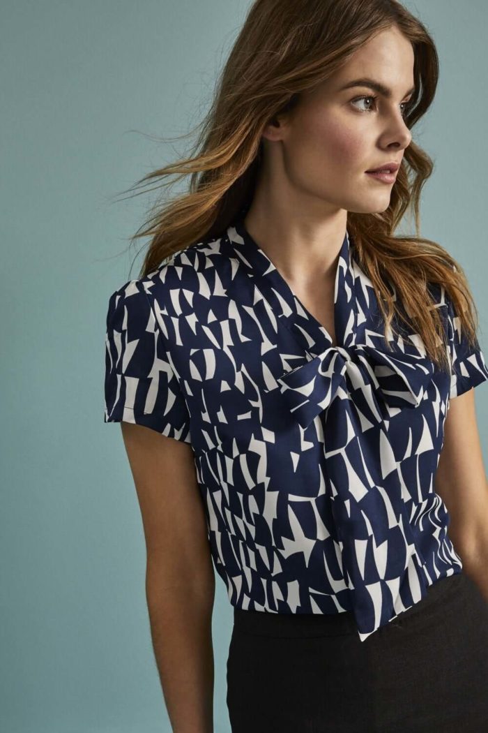 Tie Neck Blouse with Various Patterns - Image 7