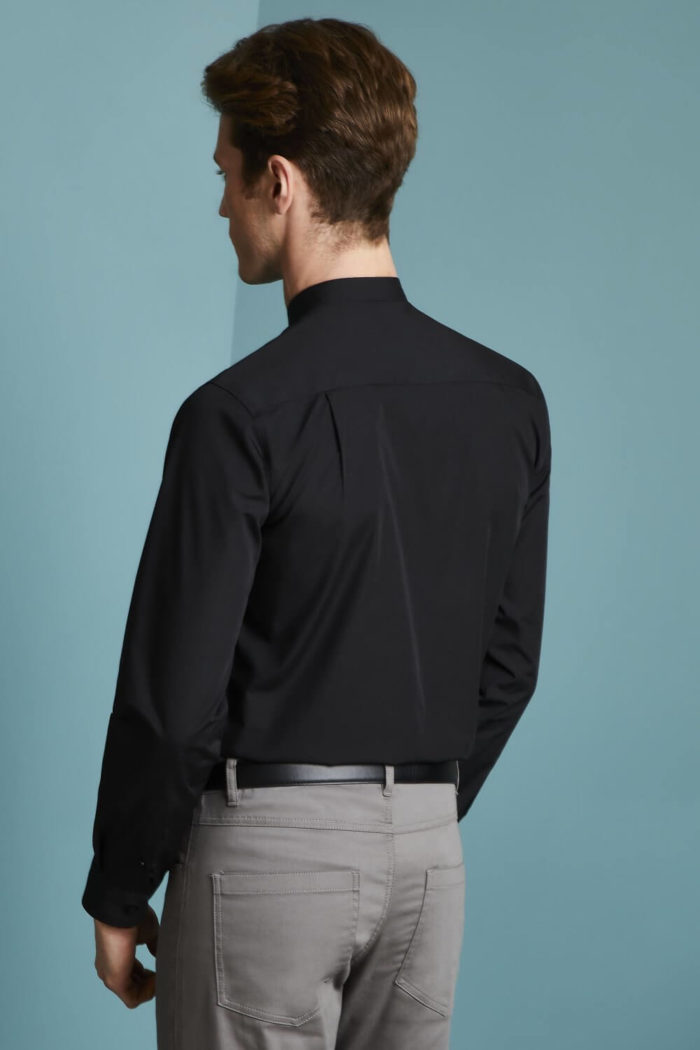 Men’s Long Sleeve Mandarin Collar Shirt - Image 3