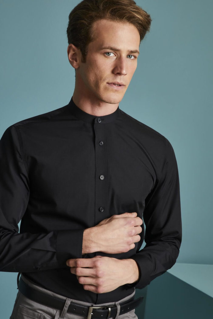 Men’s Long Sleeve Mandarin Collar Shirt - Image 4