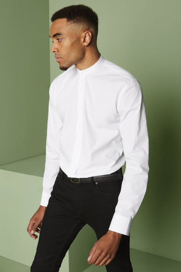 Men’s Long Sleeve Mandarin Collar Shirt