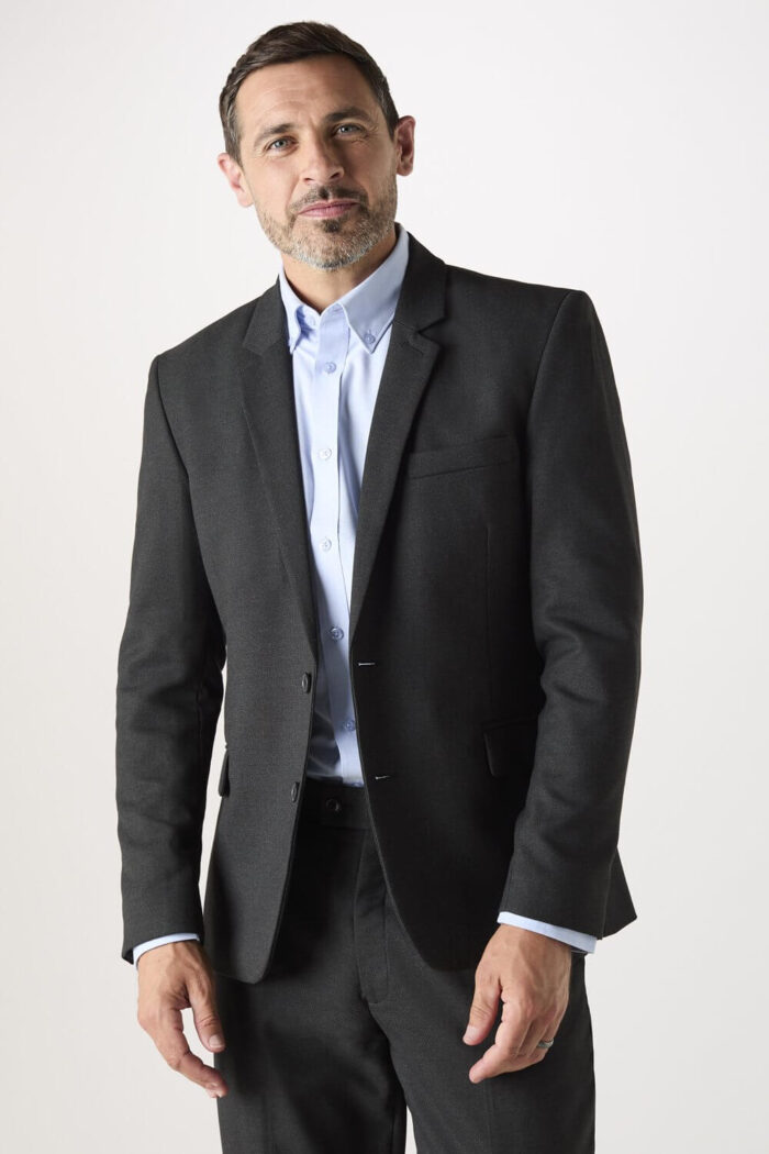 Contemporary Men’s Modern Fit Jacket black and Charcoal - Image 10