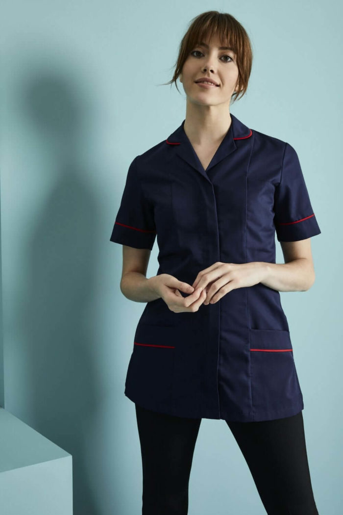 Womens Classic Healthcare Tunic Navy with various Trim Colours - Image 7