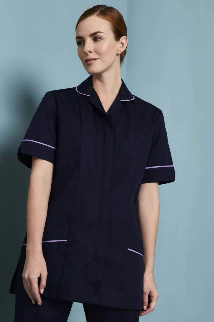 Womens Classic Healthcare Tunic Navy with various Trim Colours - Image 4