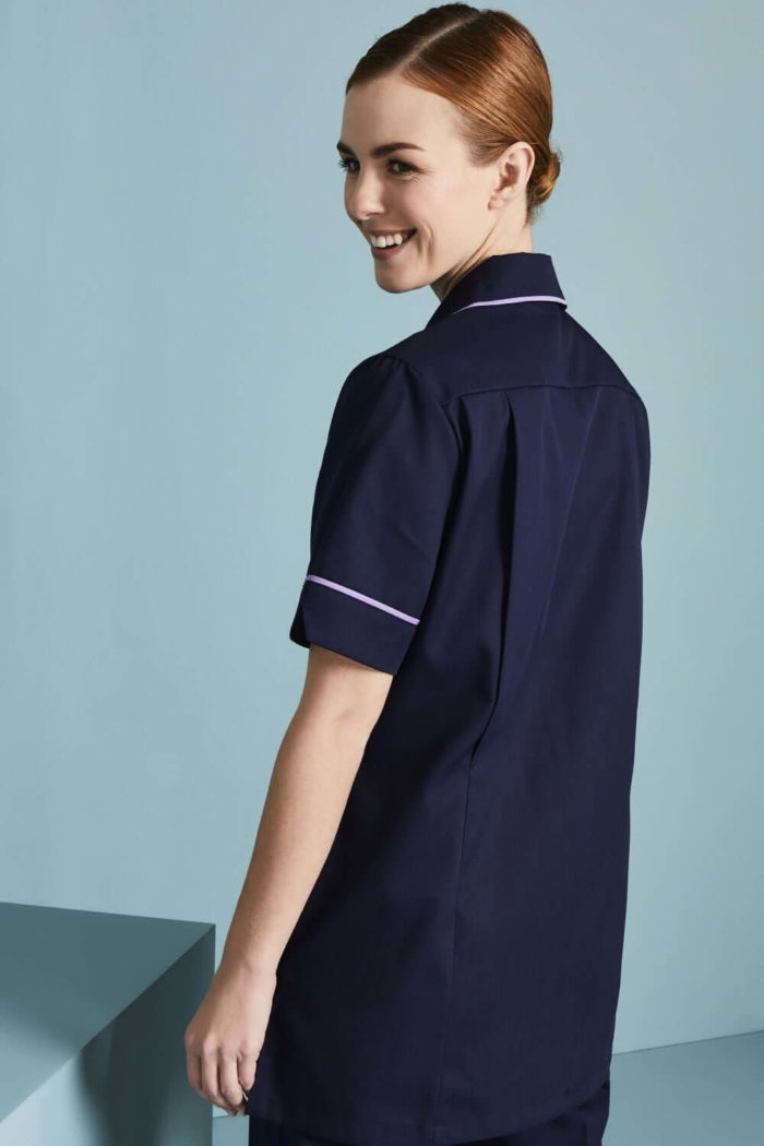 Womens Classic Healthcare Tunic Navy with various Trim Colours - Image 5