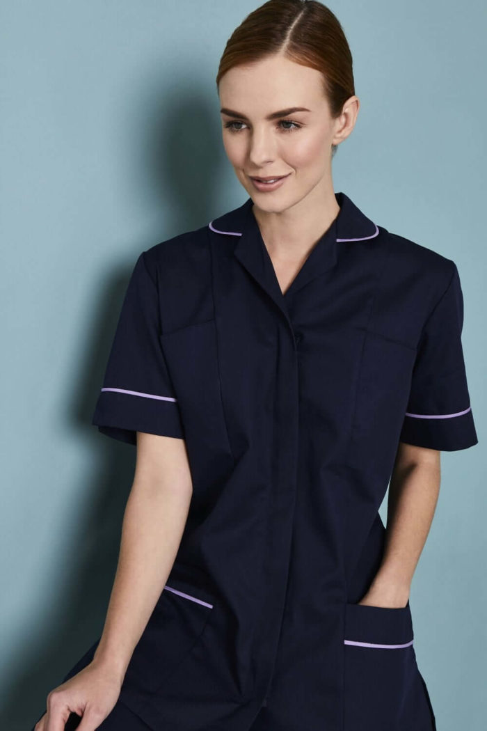 Womens Classic Healthcare Tunic Navy with various Trim Colours - Image 6