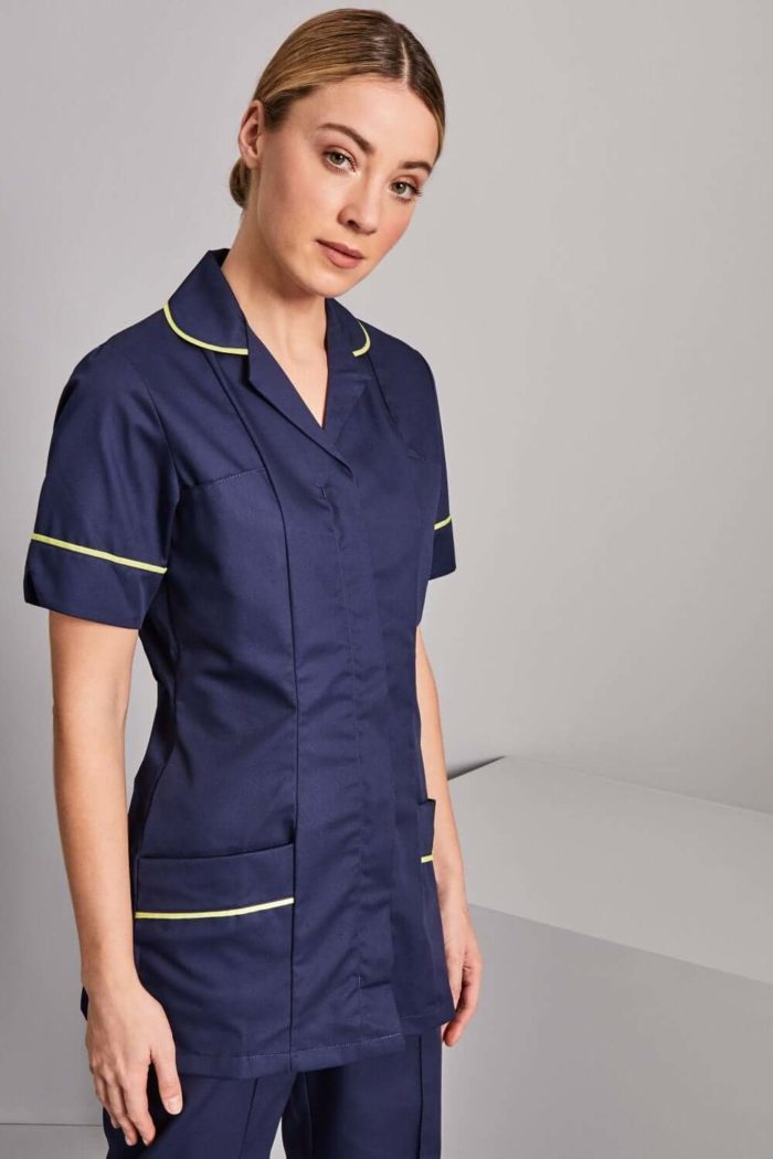 Womens Classic Healthcare Tunic Navy with various Trim Colours