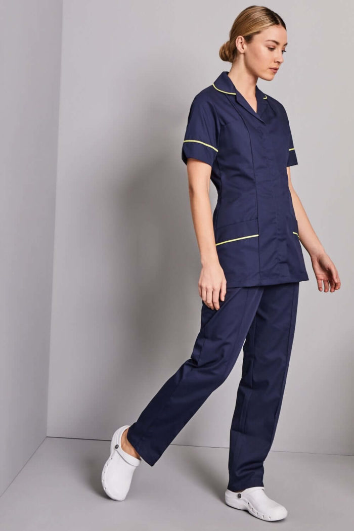 Womens Classic Healthcare Tunic Navy with various Trim Colours - Image 3