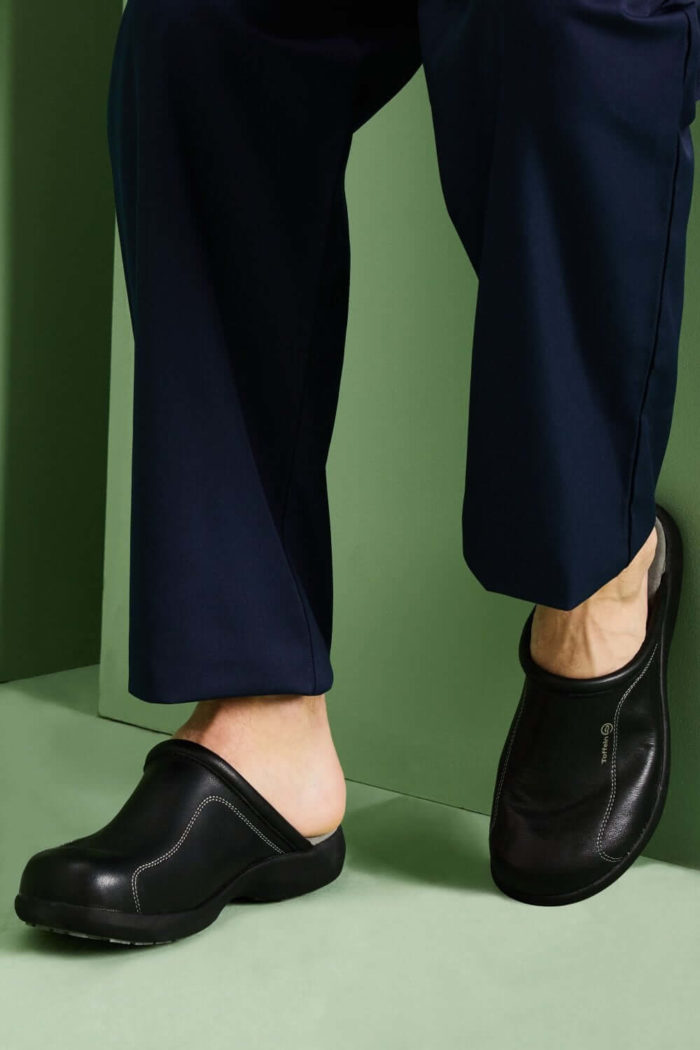 Unisex Black Leather Mules
