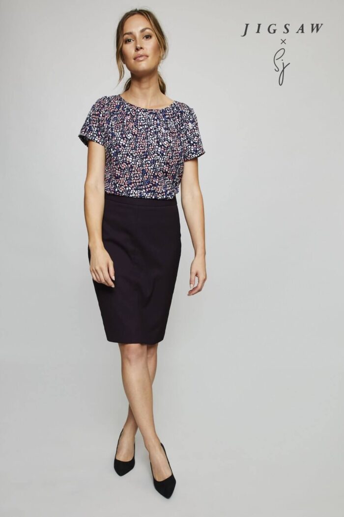 Jigsaw X SJ Short Sleeve Pleat Neck Blouse - Image 10