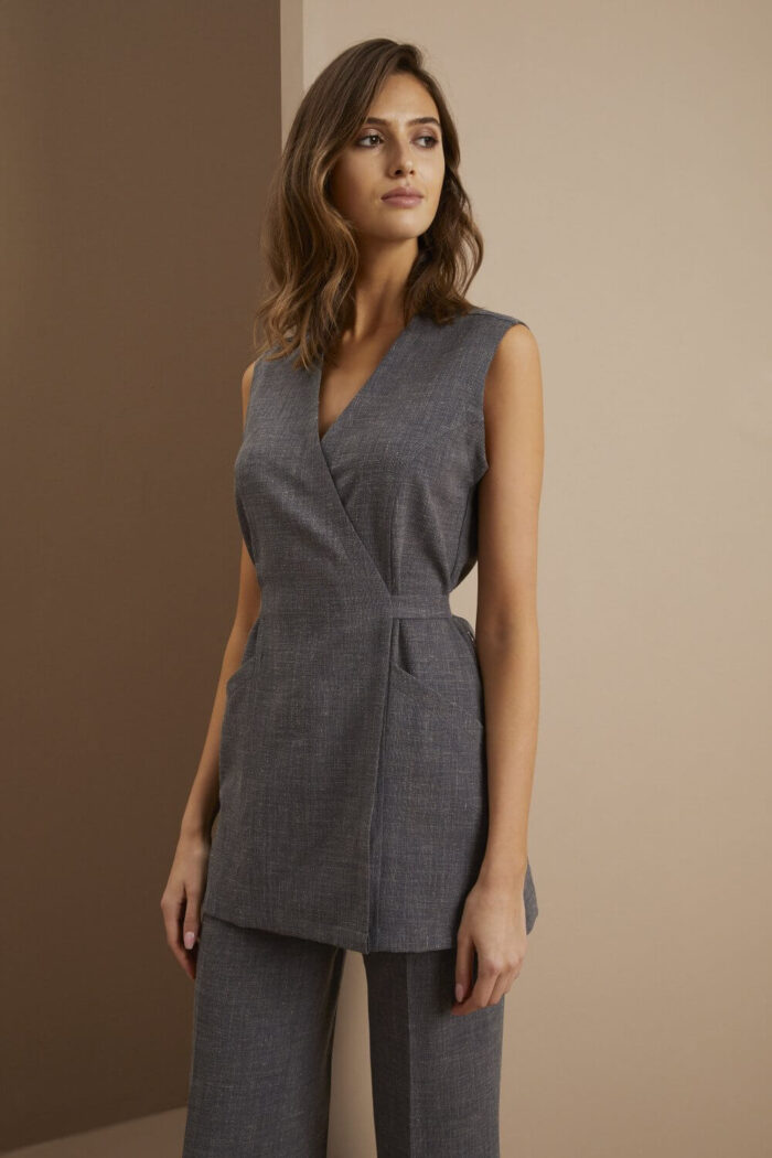 Linen Blend Wrap Tunic - Image 2