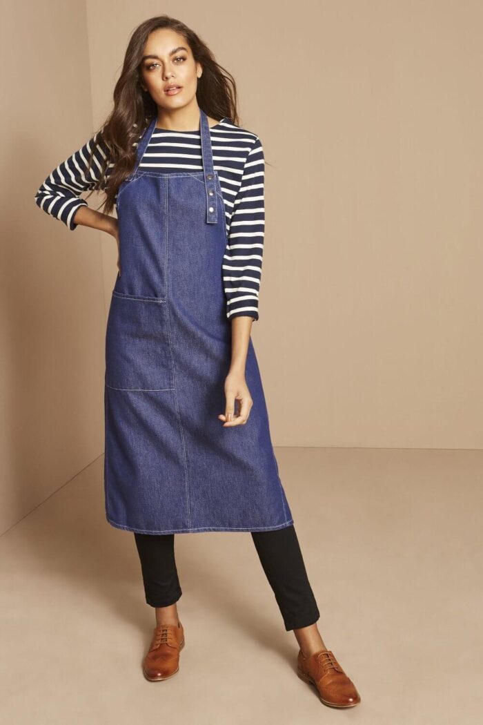 Front Pocket Denim Apron, long